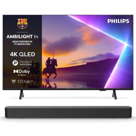 Philips QLED 85PUS8510 85" 4K Ambilight Smart TV Titan OS + Barra de Sonido TAB4000
