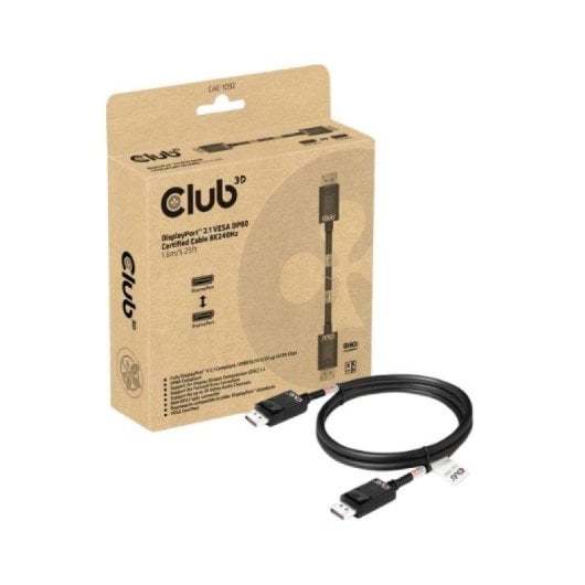 Cabo DisplayPort Club 3D CAC-1092 2.1 1.6m 8K 240Hz Preto