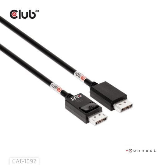 Cabo DisplayPort Club 3D CAC-1092 2.1 1.6m 8K 240Hz Preto