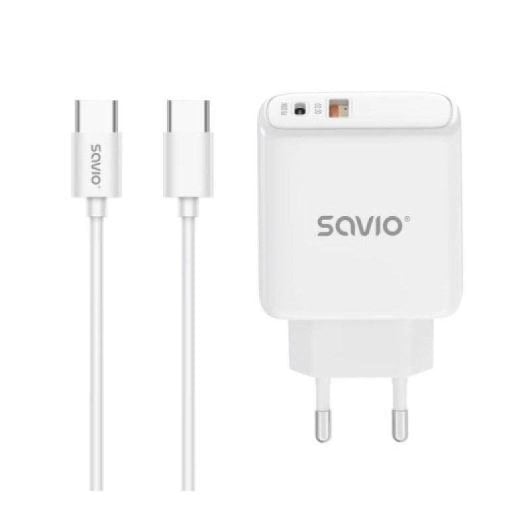 Caricatore Savio LA-10 30W Bianco con Cavo USB-C Quick Charge