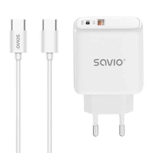 Caricatore Savio LA-10 30W Bianco con Cavo USB-C Quick Charge