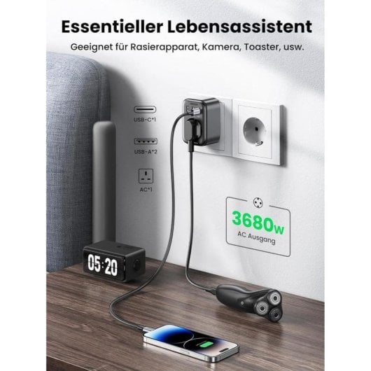 Enchufe Ugreen 90613 Inteligente 30W 2xUSB-A 1xUSB-C Preto