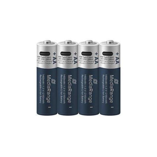 Batterie Mediarange MRBAT161 AA Lithium-Ion 1,5V 1400mAh 4 Stück wiederaufladbar