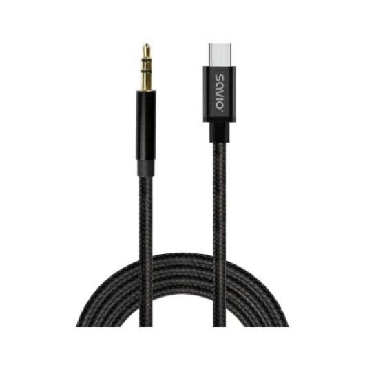 Cable de audio Savio CL-188 USB-C a minijack 3,5 mm 2 m DAC integrado
