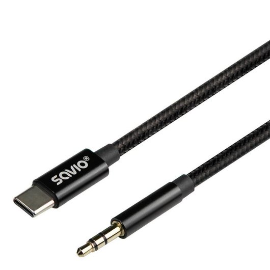 Cable de audio Savio CL-188 USB-C a minijack 3,5 mm 2 m DAC integrado