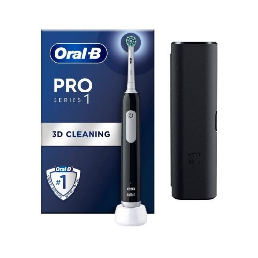 Cepillo dental eléctrico Oral-B Pro 1 Cross Action negro con estuche y control de presión