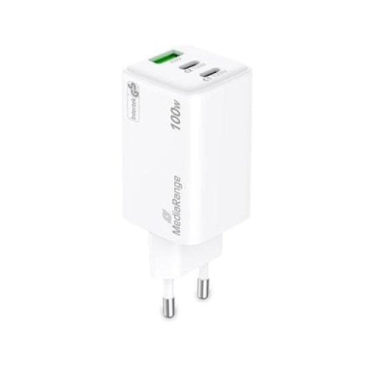 Cargador Mediarange MRMA123 100W 2x USB-C 1x USB-A Carga Rápida GaN