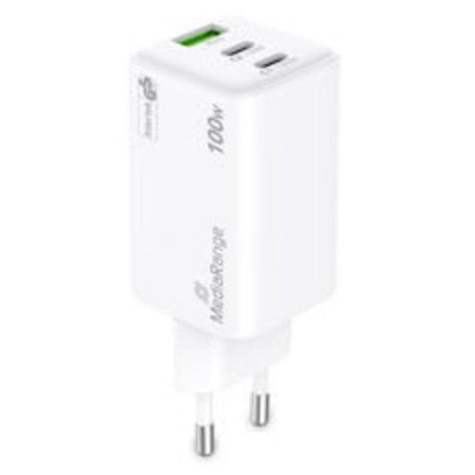Cargador Mediarange MRMA123 100W 2x USB-C 1x USB-A Carga Rápida GaN