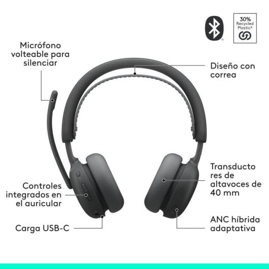 Auriculares Logitech Zone Wireless 2 inalámbricos Bluetooth con Cancelación de Ruido grafito