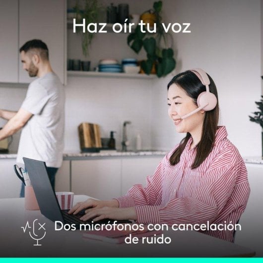 Auriculares Logitech Zone Wireless 2 inalámbricos Bluetooth con Cancelación de Ruido rosa