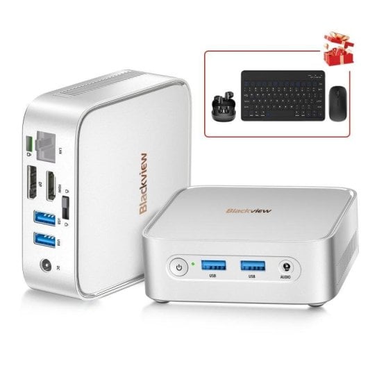 Mini-PC Blackview MP50 mit AMD Ryzen 5 3500U, 16 GB RAM, 512 GB SSD, Vega 8 Grafikkarte, Windows 11 Pro und Bluetooth