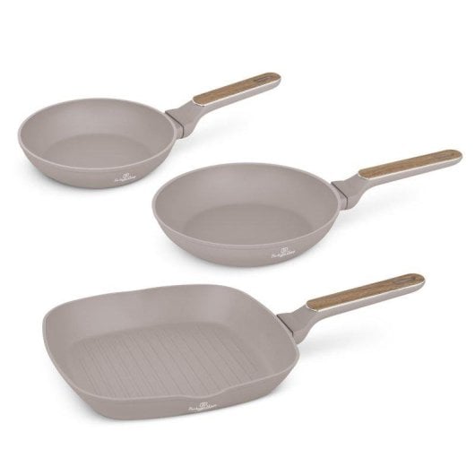 Sartén Berlinger Haus Nórdica Taupe BH8342 set 3 piezas inducción titanPro