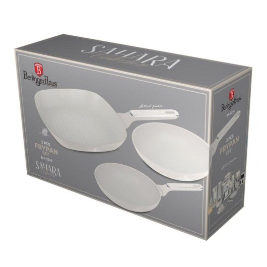 Sartén Berlinger Haus Sahara Marble BH8399 aluminio forjado set 3 piezas antiadherente