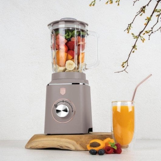 Liquidificadora Berlinger Haus Taupe BH9496 1000W Jarra Vidro 1,5L 2 Velocidades