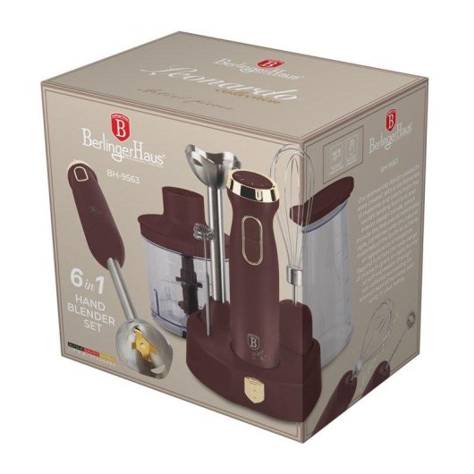 Batidora de mano Berlinger Haus Leonardo BH9563 800W 6 en 1 acero inoxidable bordeaux