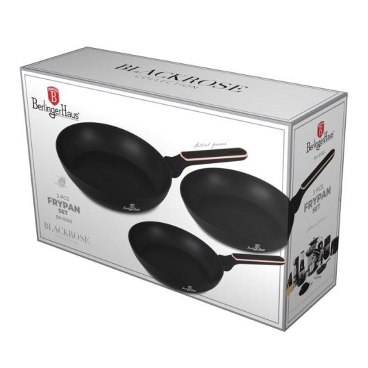 Sartén Berlinger Haus Black Rose BH8360 set 3 piezas aluminio forjado inducción