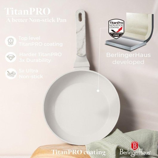 Sartén Berlinger Haus Sahara Marble BH8398 aluminio forjado set 3 piezas inducción