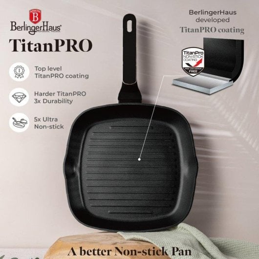 Sartén Berlinger Haus Black Rose BH8361 set 3 piezas aluminio forjado TitanPro