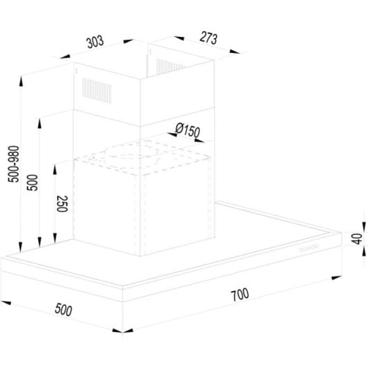 Campana extractora Corberó VOSTOK760B Canalizado/Recirculação 70cm LED Preto
