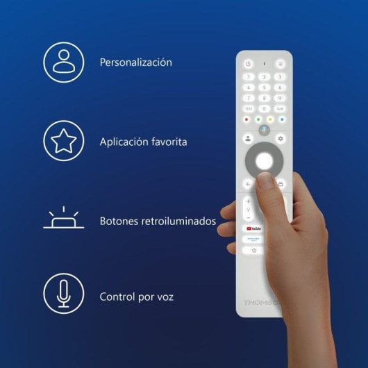 Fernbedienung Thomson RC112GHW Weiß Bluetooth Google TV HD/FHD Hintergrundbeleuchtung