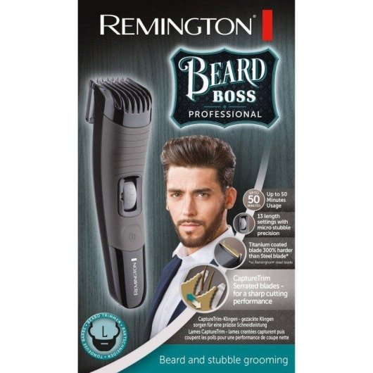 Aparador de Barba Facial Remington MB4131 Recarregável 50min 13 Ajustes Lâminas Titanio