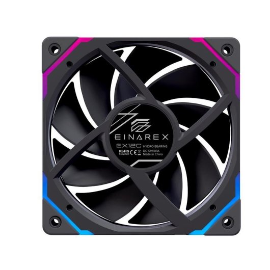 Ventilador suplementario Einarex EX12C 120mm 1600RPM ARGB PWM schwarz