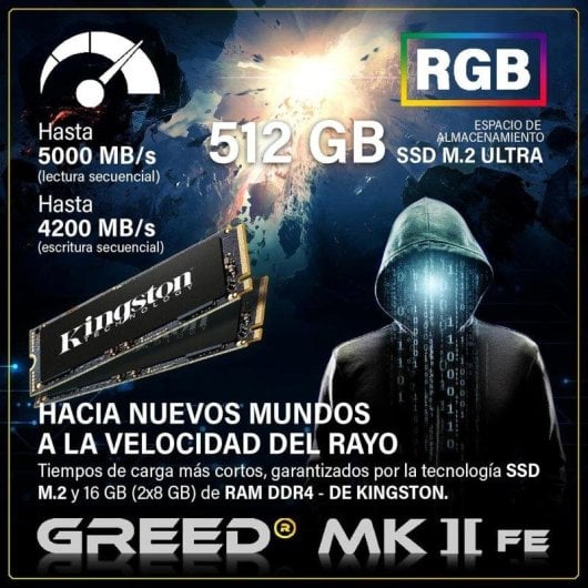 Desktop GREED Mk2 Fe Intel Core i5 12400F 16GB 512GB SSD RTX 5050 Windows 11 Pro WiFi