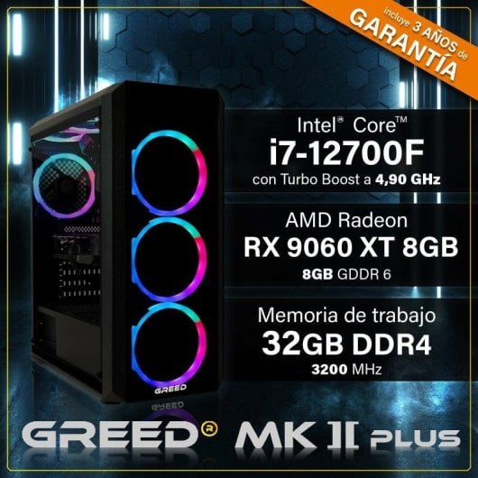 PC fisso GREED Mk2 Plus Intel Core i7 12700F 32GB 1TB SSD RX 9060 XT Windows 11 Pro WiFi