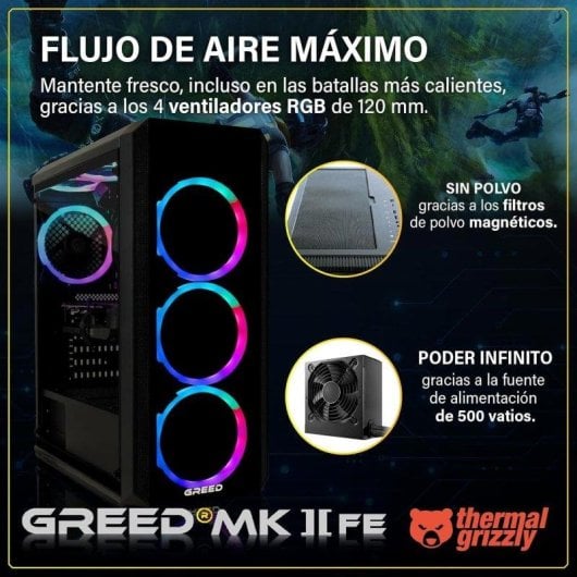 PC Sobremesa GREED MK2 AMD Ryzen 5 5500 16GB 512GB SSD RTX 5050 Windows 11 WiFi