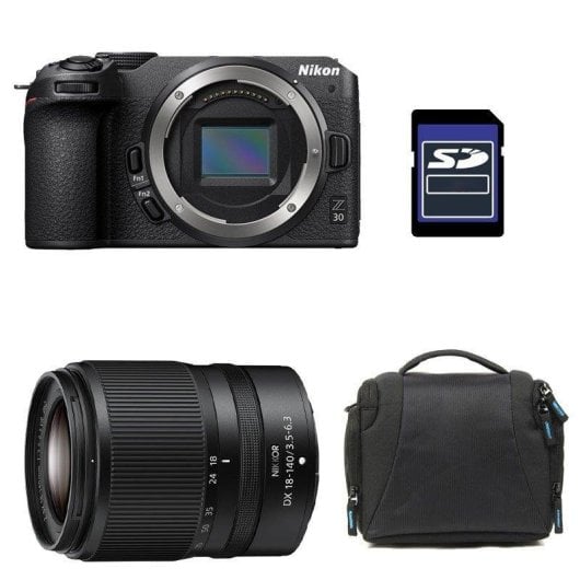 Câmara Mirrorless Nikon Z30 20.9MP 4K 18-140mm WiFi Bluetooth Bolsa SD 8GB