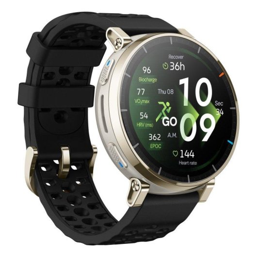 Amazfit Active 3 Premium Bluetooth GPS NFC 45mm AMOLED Oro Correa Nera M Resistenza Acqua 5ATM SpO2