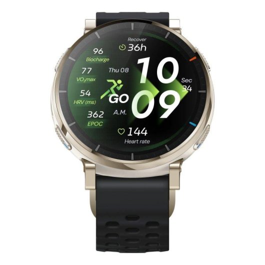 Amazfit Active 3 Premium Bluetooth GPS NFC 45mm AMOLED Oro Correa Nera M Resistenza Acqua 5ATM SpO2