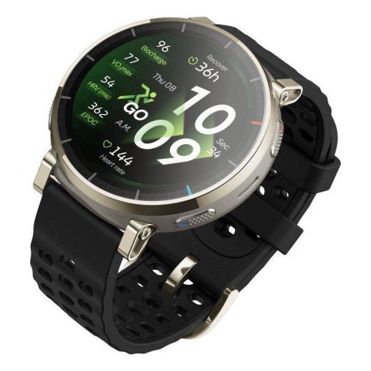 Amazfit Active 3 Premium Bluetooth GPS NFC 45mm AMOLED Oro Correa Nera M Resistenza Acqua 5ATM SpO2