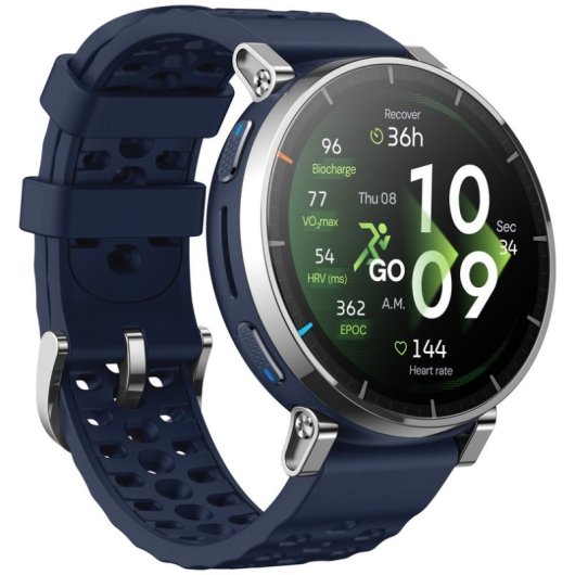 Amazfit Active 3 Premium Bluetooth GPS NFC 45mm AMOLED Prata Azul M Resistência Água 5ATM SpO2