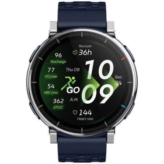 Amazfit Active 3 Premium Bluetooth GPS NFC 45mm AMOLED Prata Azul M Resistência Água 5ATM SpO2