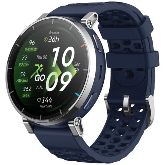 Amazfit Active 3 Premium Bluetooth GPS NFC 45mm AMOLED Prata Azul M Resistência Água 5ATM SpO2