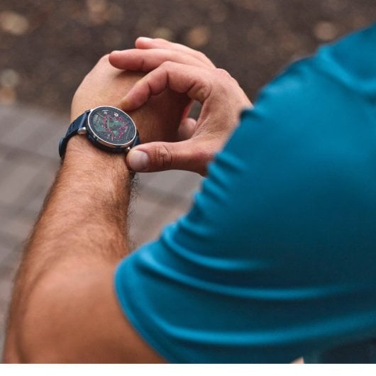 Amazfit Active 3 Premium Bluetooth GPS NFC 45mm AMOLED Prata Azul M Resistência Água 5ATM SpO2