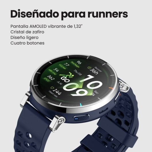 Amazfit Active 3 Premium Bluetooth GPS NFC 45mm AMOLED Prata Azul M Resistência Água 5ATM SpO2