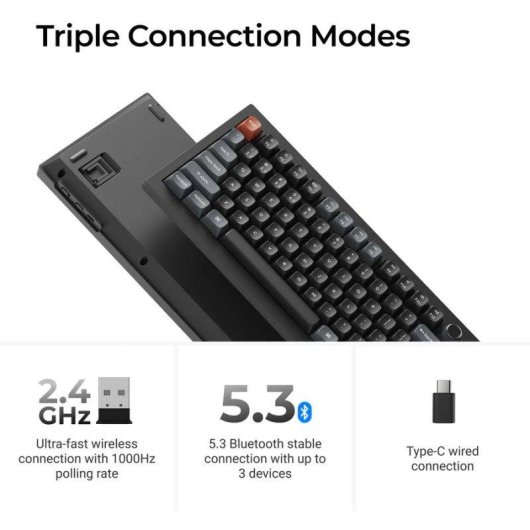 Teclado Keychron V3 Ultra 8K mecánico TKL inalámbrico RGB Hot-Swappable