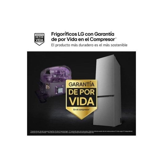 Frigorífico Combi LG GBBS322CPY Total No Frost 203cm 375L C Inox WiFi IA