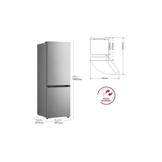 Frigorífico Combi LG GBBS514CPY Total No Frost 186cm 333L C Inox WiFi IA