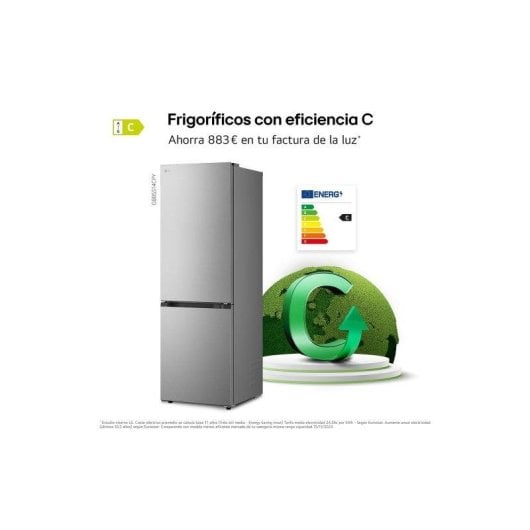 Frigorífico Combi LG GBBS514CPY Total No Frost 186cm 333L C Inox WiFi IA