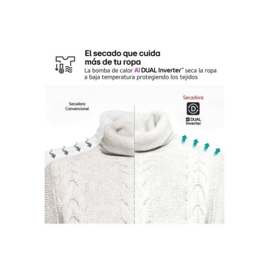 Secadora de condensación LG RHX5009TLB 9 kg Clase B con bomba de calor Dual Inverter y Wi-Fi