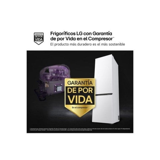 Frigorífico Combi LG GBBS524CSW No Frost 203cm 375L C Blanco WiFi IA