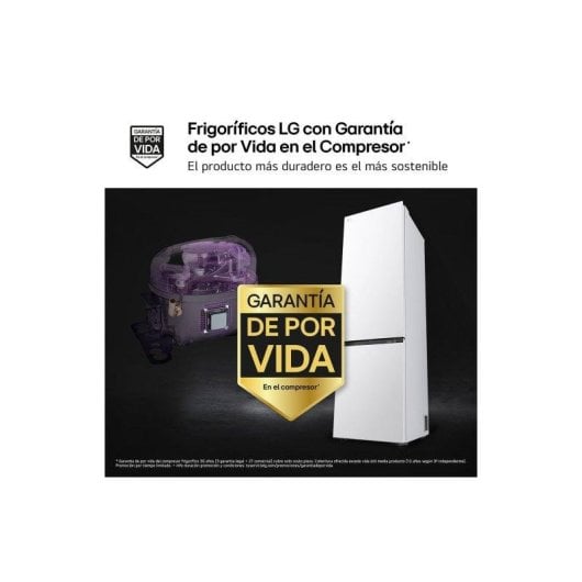 Frigorífico Combi LG GBBS322CSW Total No Frost 203cm 375L C Blanco WiFi IA