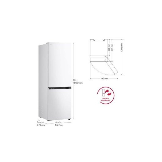 Frigorífico Combi LG GBBS514CSW Total No Frost 186cm 333L C Blanco WiFi IA