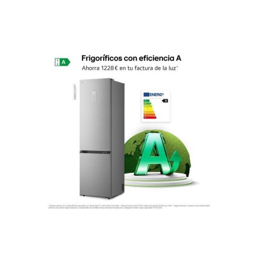 Frigorífico Combi LG GBBS525APY No Frost 203cm 375L A Inox WiFi IA