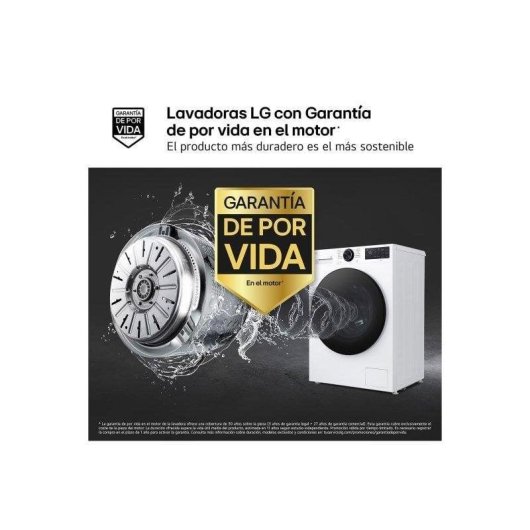 Lavadora Carga Frontal LG Serie 500 F2X50S8TLB 8Kg 1200rpm Clase A WiFi IA Blanca