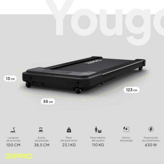 Caminadora Zipro Yougo compacta 1-6 km/h Bluetooth LED 100 kg