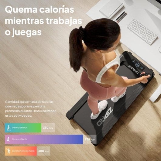 Caminadora Zipro Yougo compacta 1-6 km/h Bluetooth LED 100 kg